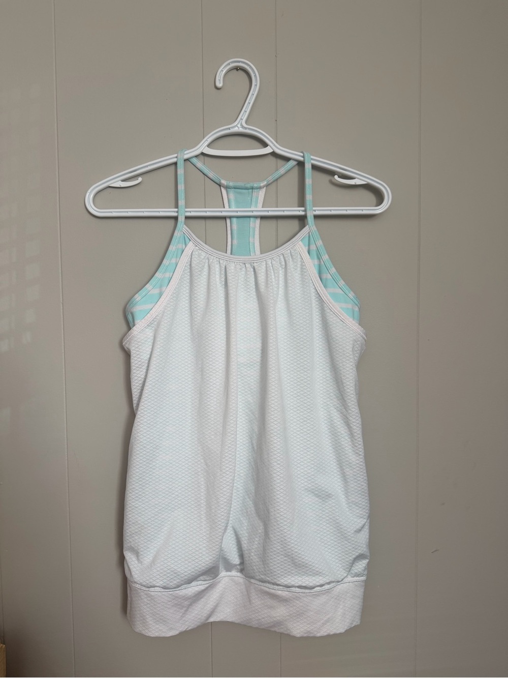 Ivivva White Tank Top with Mint Stripe Back Detail